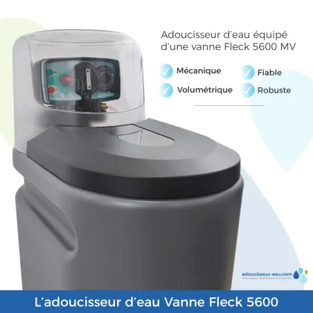 Adoucisseur d'eau 16L Fleck 5600 MV mécanique volumétrique