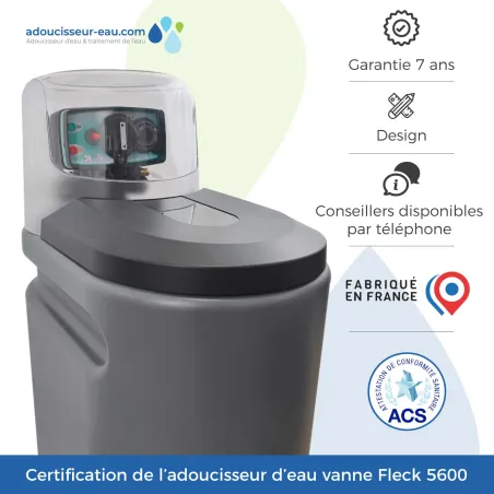 Adoucisseur d'eau 20L Fleck 5600 MV mécanique volumétrique