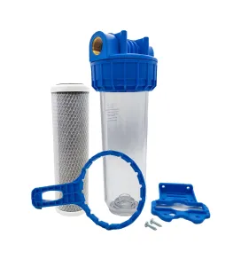 Porte filtre à eau 9"3/4 - 26/34F + filtre 2 en 1 (CA + 10µm)