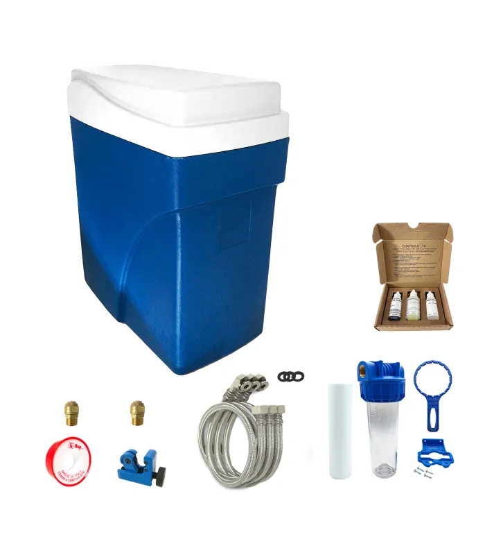 Water softener without electricity compact simplex with installation kit