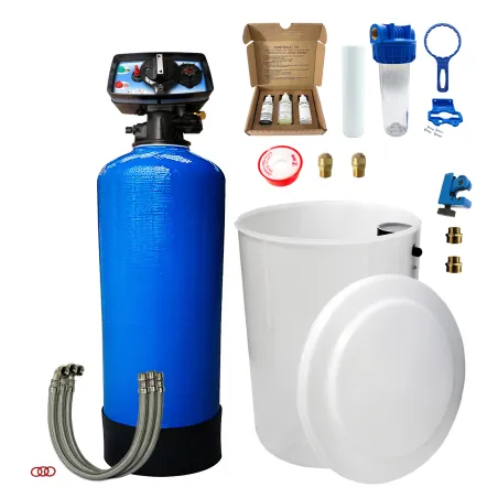 Adoucisseur d'eau bi bloc 50L Fleck 5600 chronométrique mécanique complet avec accessoires