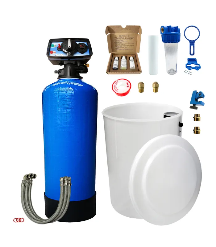 Adoucisseur d'eau bi bloc 50L Fleck 5600 chronométrique mécanique complet avec accessoires