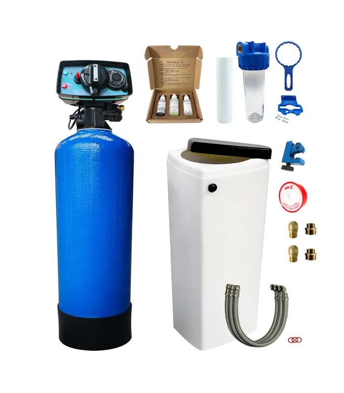 Adoucisseur d'eau bi bloc 20L Fleck 5600 volumétrique mécanique complet avec accessoires