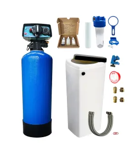 Adoucisseur d'eau bi bloc 25L Fleck 5600 volumétrique mécanique complet avec accessoires