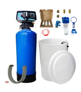 Adoucisseur d'eau bi bloc 75L Fleck 5600 volumétrique mécanique complet avec accessoires