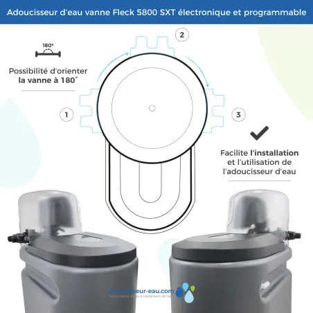 Adoucisseur d'eau 25L Fleck 5800 SXT complet avec accessoires