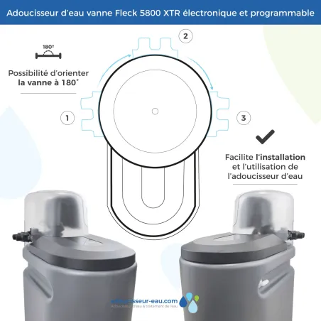 Descalcificador táctil 25L Fleck 5800 XTR Volumétrico con kit de instalación Descalcificador de agua domestico