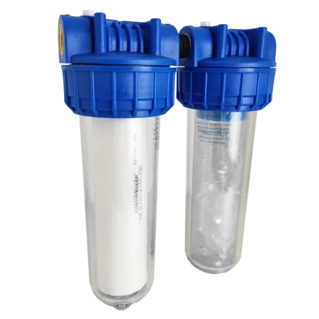 Double porte filtre à eau 9"3/4 - 20/27F avec cartouche 20µm + Polyphosphate