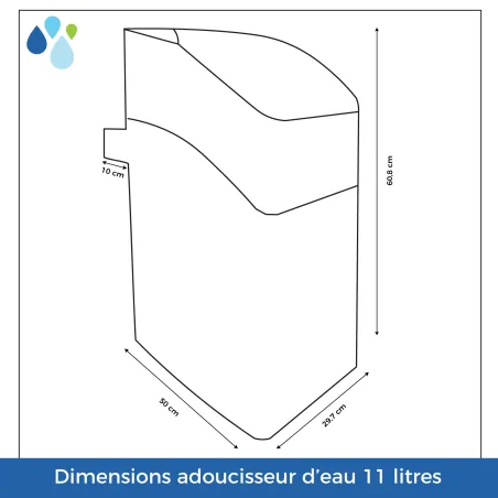 Descalcificador de agua sin electricidad KUBE 11L - Válvula Volumétrica Mecánica 1 a 2 personas