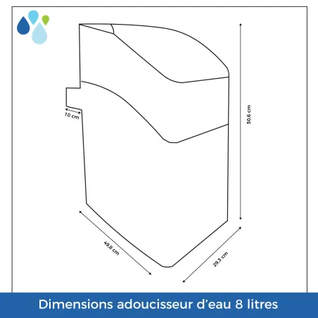 Adoucisseur d'eau sans électricité KUBE 8L - 1 à 2 personnes Vanne Volumétrique Mécanique