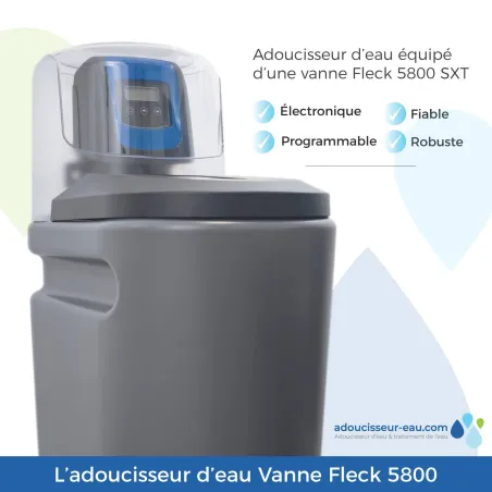 Adoucisseur d'eau 30L Fleck 5800 SXT volumétrique électronique