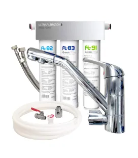 Untertischfilter Trio UF mit verchromter Dolphin 3-Wege-Mischbatterie