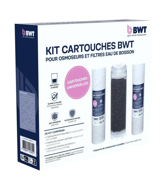 Pack TRIPLEX pour filtres BWT eau de boisson et osmoseurs domestiques