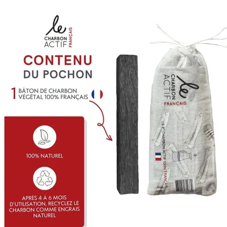 Bâton filtrant au charbon végétal français