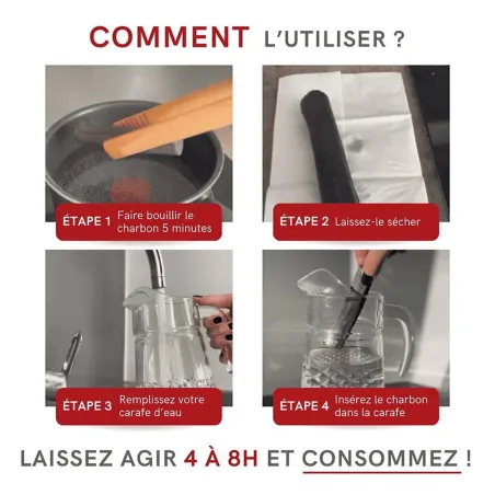 Bâton filtrant au charbon végétal français