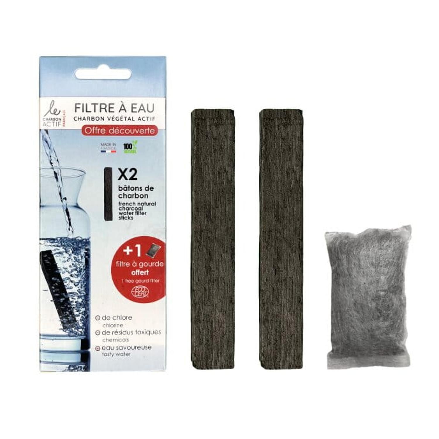 Pack découverte bâtons de charbon végétal filtres à eau
