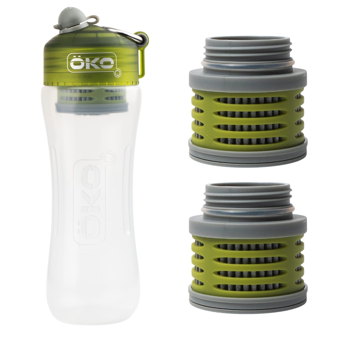 Gourde filtrante ÖKO 1L verte avec 2 filtres