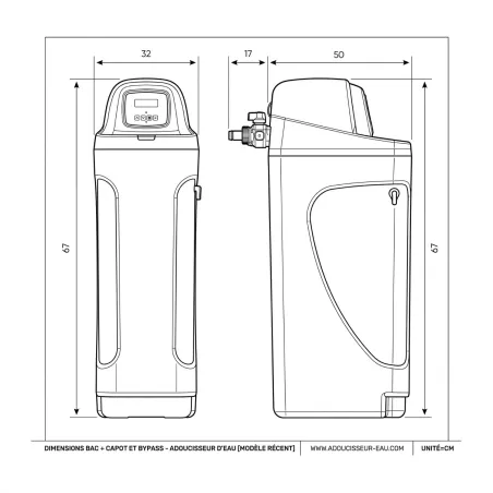 Adoucisseur d'eau 10L vanne Autotrol 255 EIQ volumétrique électronique
