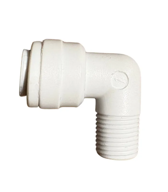 Racor rápido codo macho 1/4" NPT - tubing 1/4" EZ para ósmosis inversa y purificador