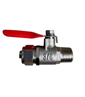 Afsluitkraan 1/4" buitendraad x 3/8" EZ voor waterzuiveraar en omgekeerde osmose