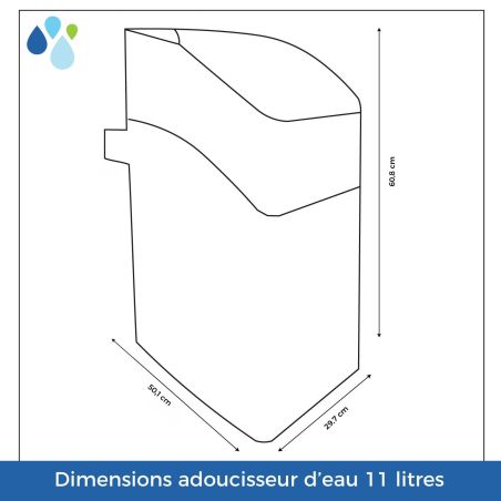 Adoucisseur d'eau sans électricité KUBE 11L Vanne Volumétrique Mécanique - Complet avec accessoires