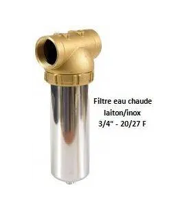 Porte-filtre à eau chaude laiton/inox - 9" - 20/27