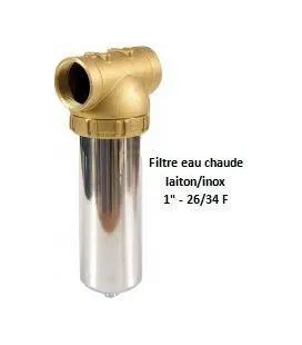 Porte-filtre pour eau chaude laiton/inox - 9" - 26/34