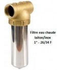 Porte-filtre pour eau chaude laiton/inox - 9" - 26/34