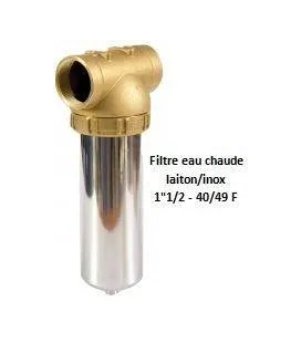 Porte-filtre pour eau chaude laiton/inox - 9" - 40/49