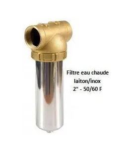 Porte-filtre à eau chaude laiton/inox - 9" - 50/60