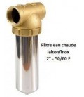 Porte-filtre à eau chaude laiton/inox - 9" - 50/60