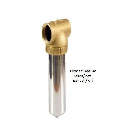 Porte-filtre pour eau chaude laiton/inox - 20" - 20/27