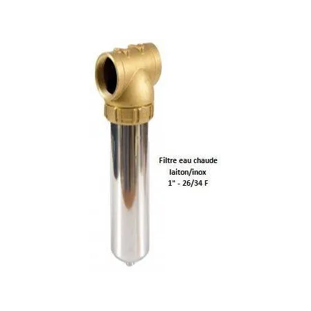 Porte-filtre à eau chaude laiton/inox - 20" - 26/34