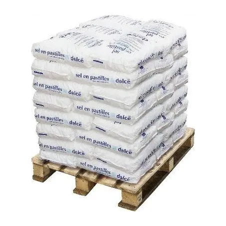 Sel pastille pour adoucisseur d'eau en palette de 40 sacs de 25Kg