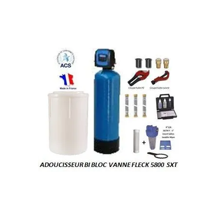 Adoucisseur d'eau bi bloc 20L fleck 5600 SXT complet