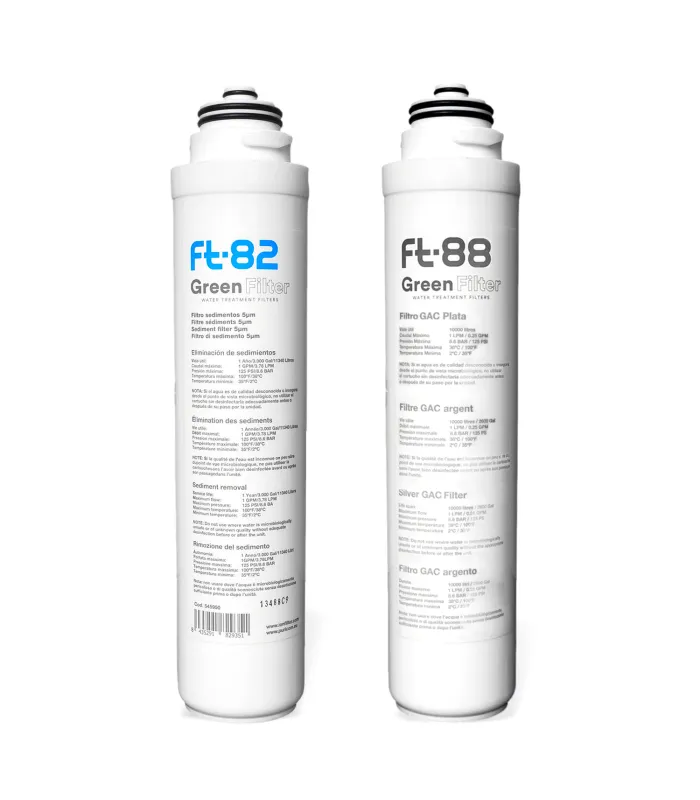 Lot De 2 Cartouches Filtre sous évier Duo et Trio FT82 filtre sédiments FT88 charbon actif haute durabilité