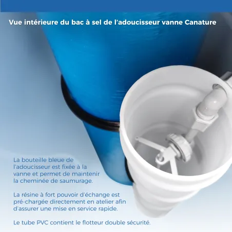 Adoucisseur d'eau 14L Vanne Canature Complet avec Accessoires - 1 à 3 personnes