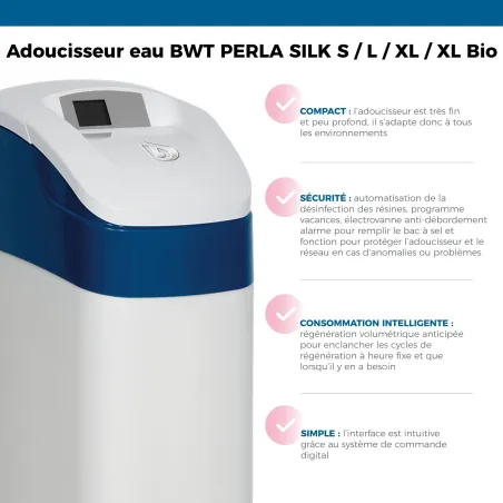 Suavizador de agua BWT PERLA SILK S 10L volumétrico anticipado - Suavizador de agua para espacios reducidos