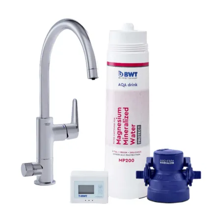 Filtre eau robinet sous évier avec robinet 3 voies  GROHE intégré - BWT AQA DRINK PURE URBAN - 3/8" Prêt à être installer