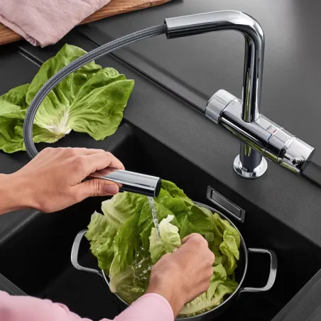 Filtre eau robinet sous évier avec robinet 3 voies  GROHE intégré - BWT AQA DRINK PURE LOFT - 3/8" avec douchette extractible