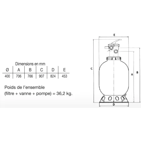 Groupe de filtration Jetly Pompe Ondina OK33M 230V - 4 à 7m3/h