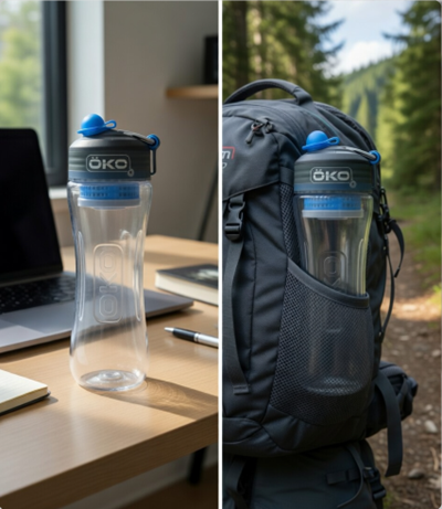 Gourde filtrante ÖKO pour un usage quotidien au bureau ou en randonnée
